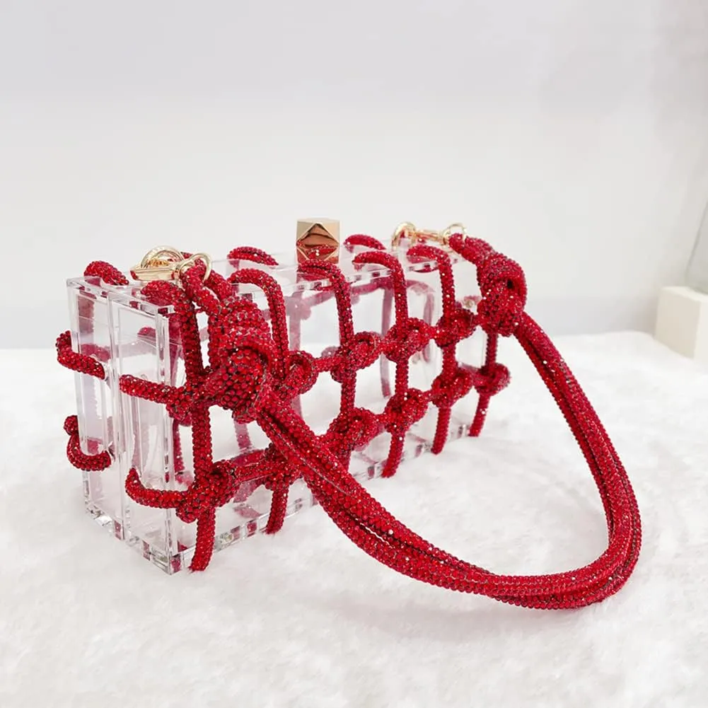 Clear Acrylic Bag Rhinestone Acrylic Clutch Crystal Evening Purses for Women Glitter Handbag for Wedding Cocktail Party Prom