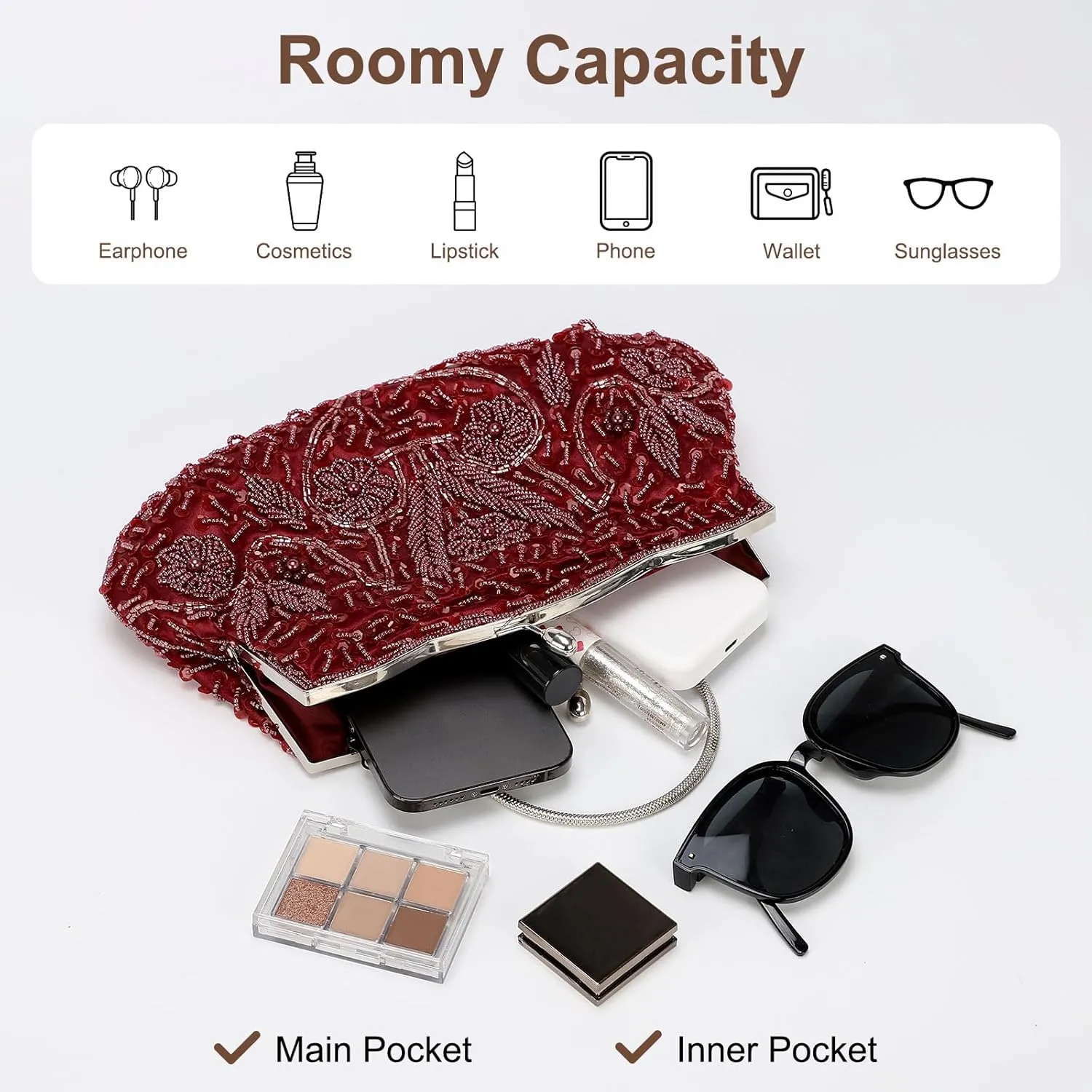 Clutch Purse Evening Clutch Bag Handbag Cross Body Bag Wallet for Women Formal Wedding Club Party