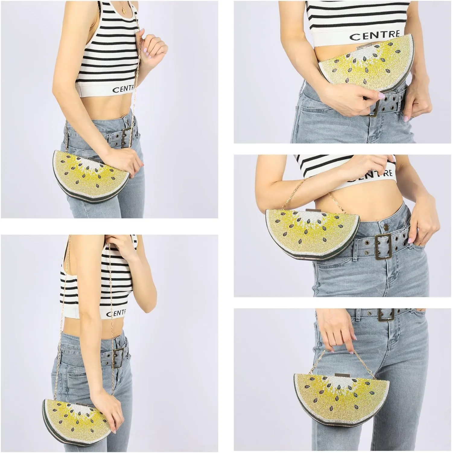 Clutch Purse for Women, Crystal Evening Bag, Watermelon Shape Handbag, Rhinestone Money Hand Bag