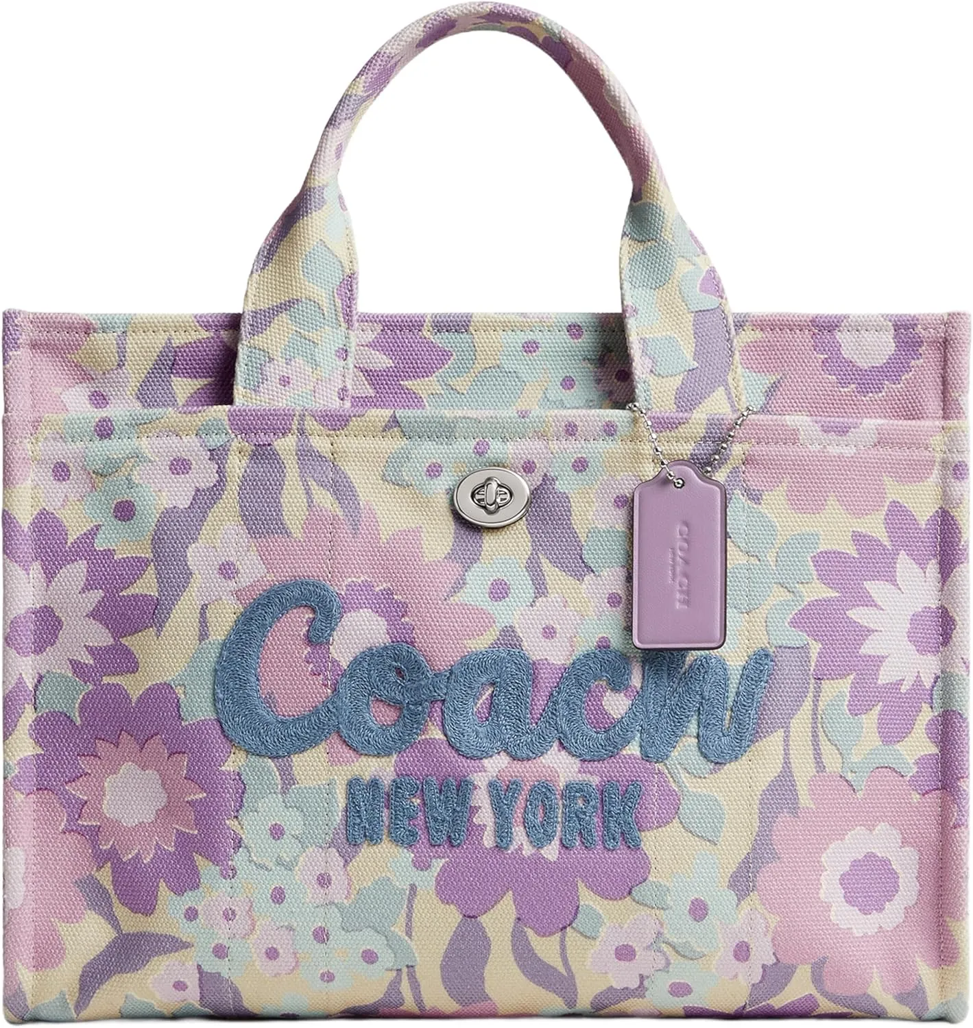 Coach Floral Cargo Tote Bag, LH/Ivory Purple