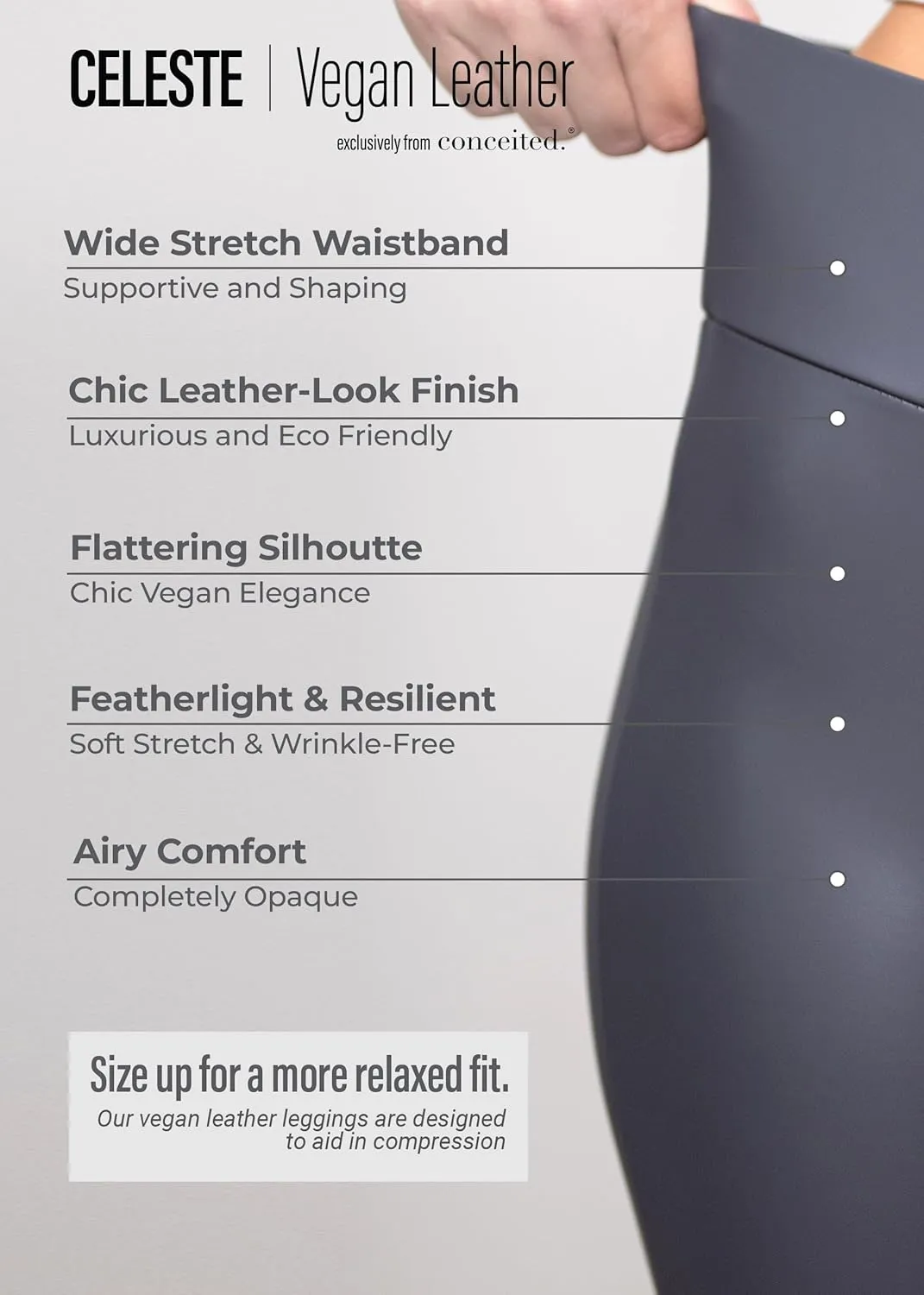 Conceited Leggings for Women in Luxe Velvet or Vegan Faux Leather - Available in Regular and Plus Size