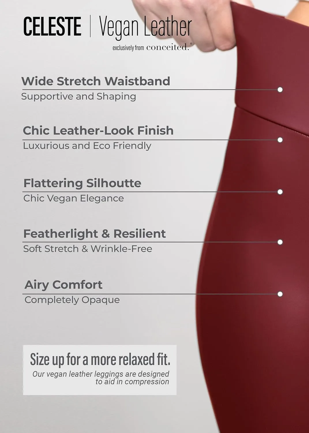 Conceited Leggings for Women in Luxe Velvet or Vegan Faux Leather - Available in Regular and Plus Size