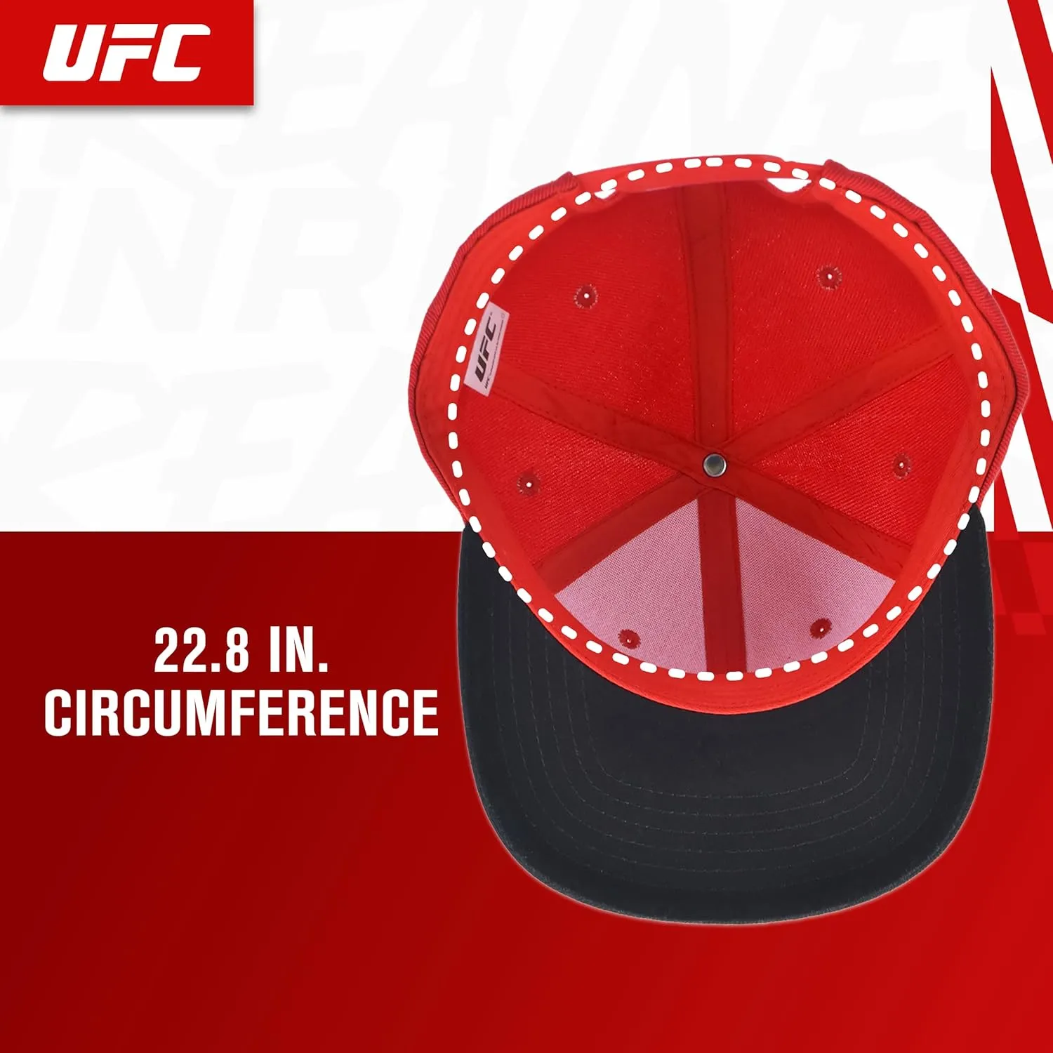 Concept One UFC Baseball Cap, 6 Panel Adult Adjustable Snapback Hat with Flat Brim
