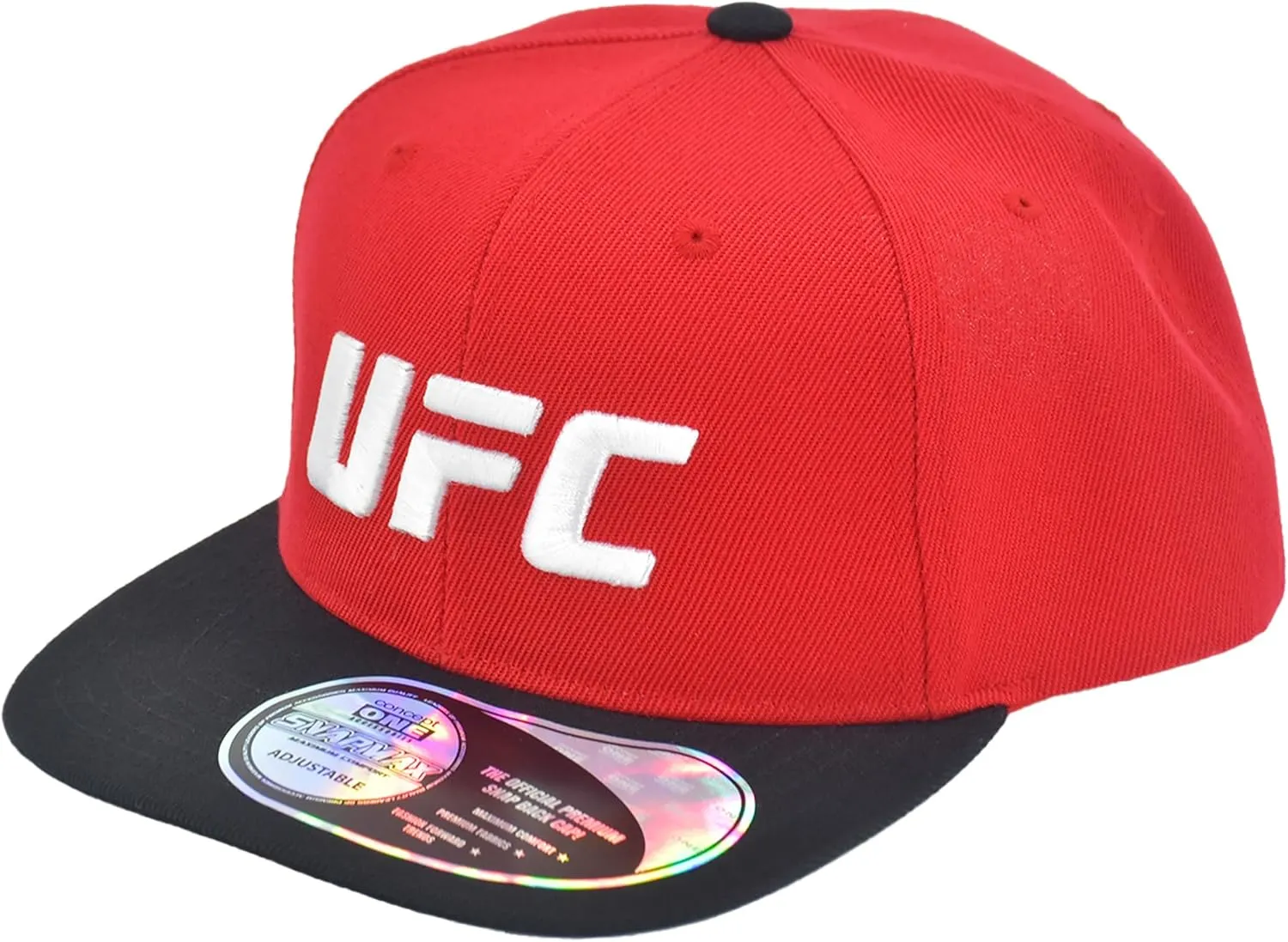 Concept One UFC Baseball Cap, 6 Panel Adult Adjustable Snapback Hat with Flat Brim