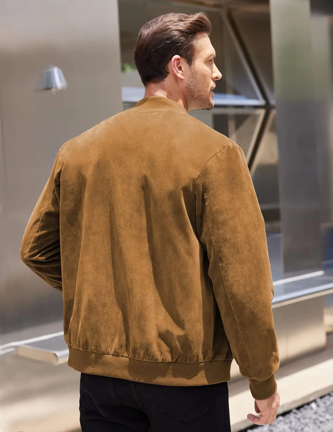 COOFANDY Men's Casual Varsity Jacket Vintage Lightweight Suede Bomber Jackets