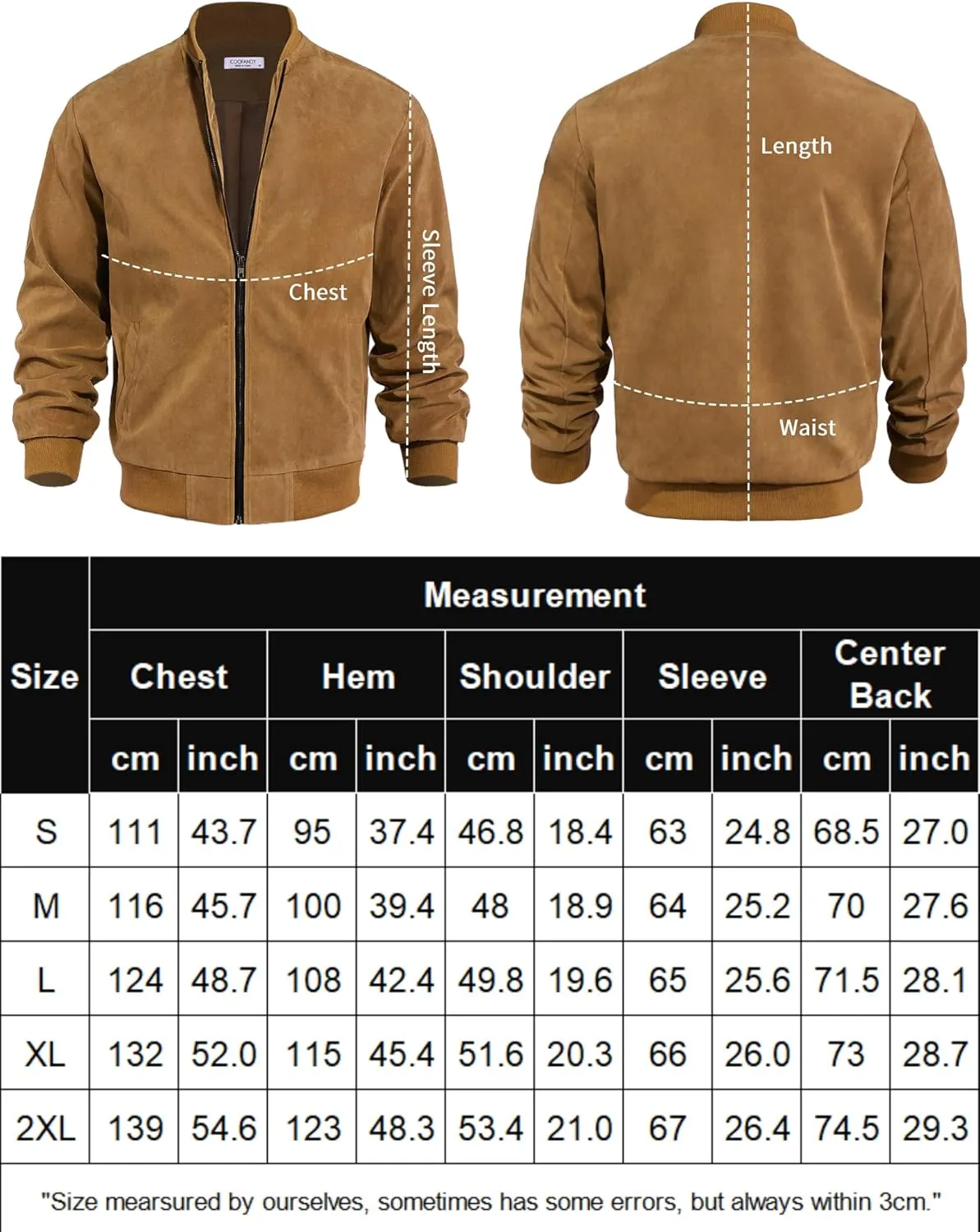 COOFANDY Men's Casual Varsity Jacket Vintage Lightweight Suede Bomber Jackets