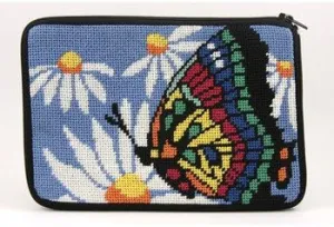 Cosmetic Purse - Butterfly and Daisies - Needlepoint Kit