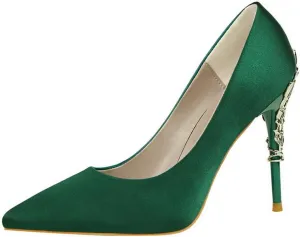 CosyFever Womens DC128 Dress Tuxedo Studded Satin Low Stiletto Pumps