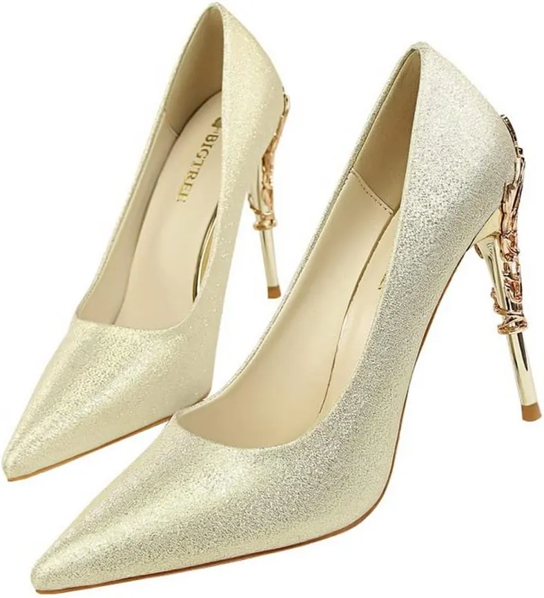 CosyFever Womens DC128 Dress Tuxedo Studded Satin Low Stiletto Pumps