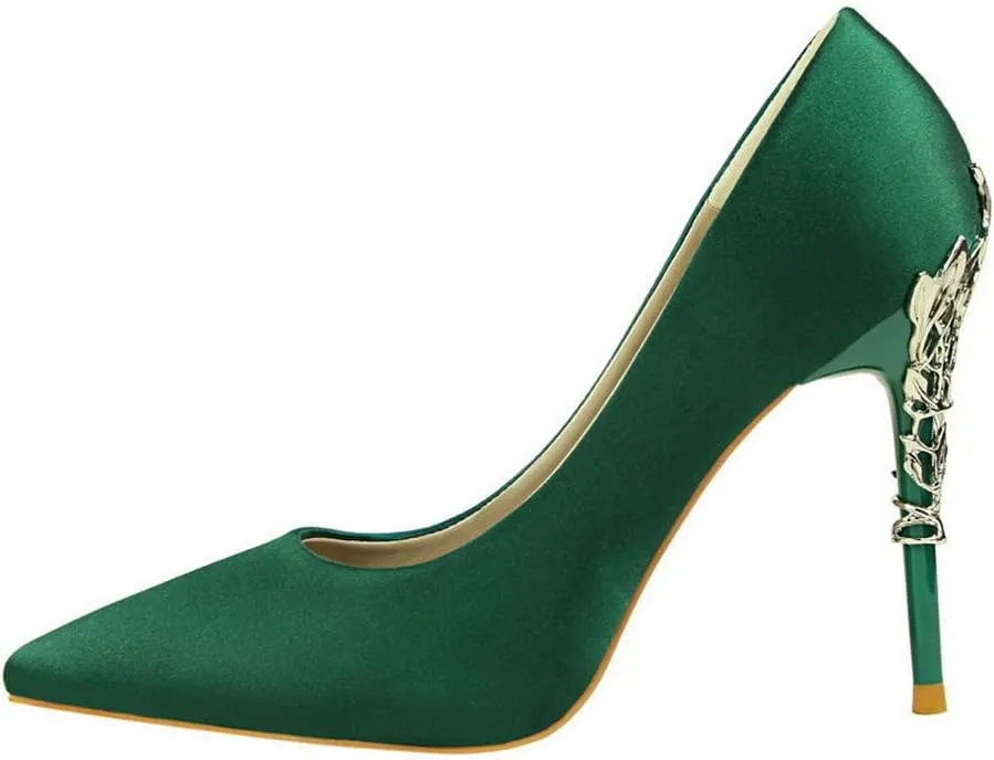 CosyFever Womens DC128 Dress Tuxedo Studded Satin Low Stiletto Pumps