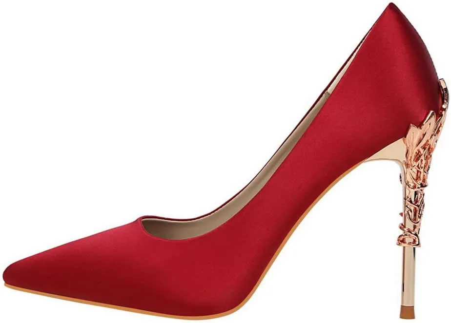 CosyFever Womens DC128 Dress Tuxedo Studded Satin Low Stiletto Pumps