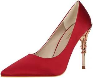CosyFever Womens DC128 Dress Tuxedo Studded Satin Low Stiletto Pumps
