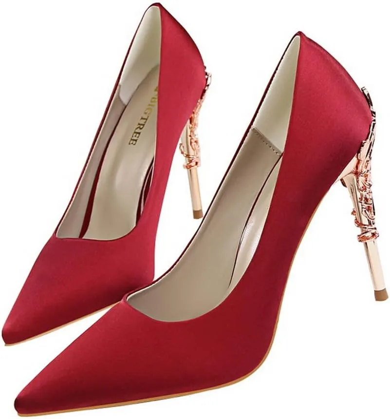 CosyFever Womens DC128 Dress Tuxedo Studded Satin Low Stiletto Pumps