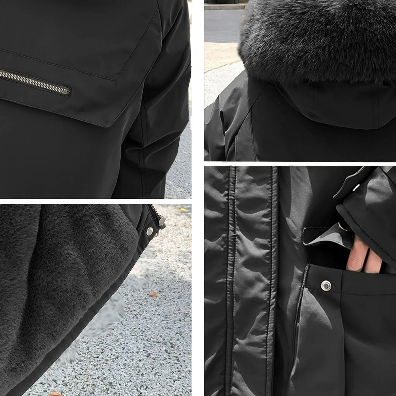 Cotton Winter Puffer Parka Jacket for Women Furry Fur Hooded Quilted Trendy Warm Windproof Thicken Casual Outerwear