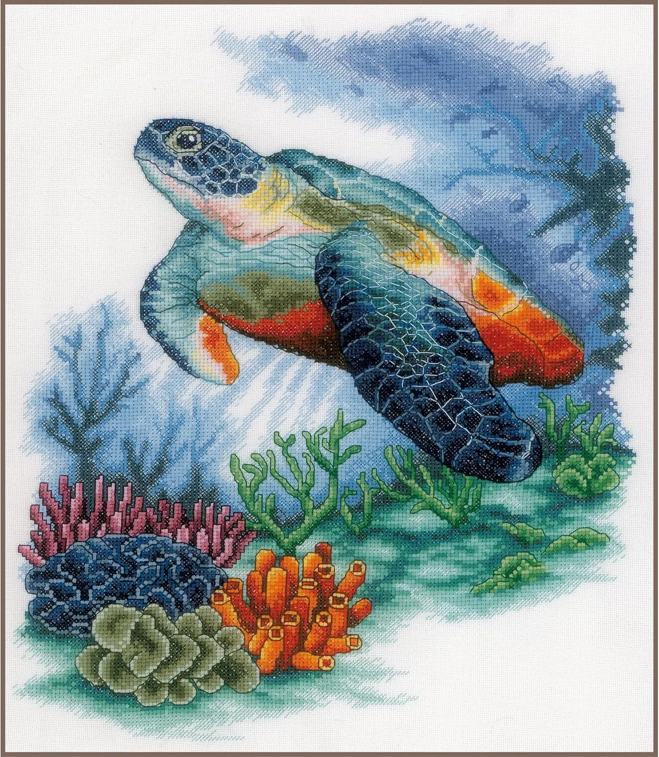 Counted Cross Stitch Kit Complete Picture Set Underwater Treasures Embroidery Craft Home Decoration Gift DIY Approx. 33 x 40 cm Counted Cross Stitch Embroidery