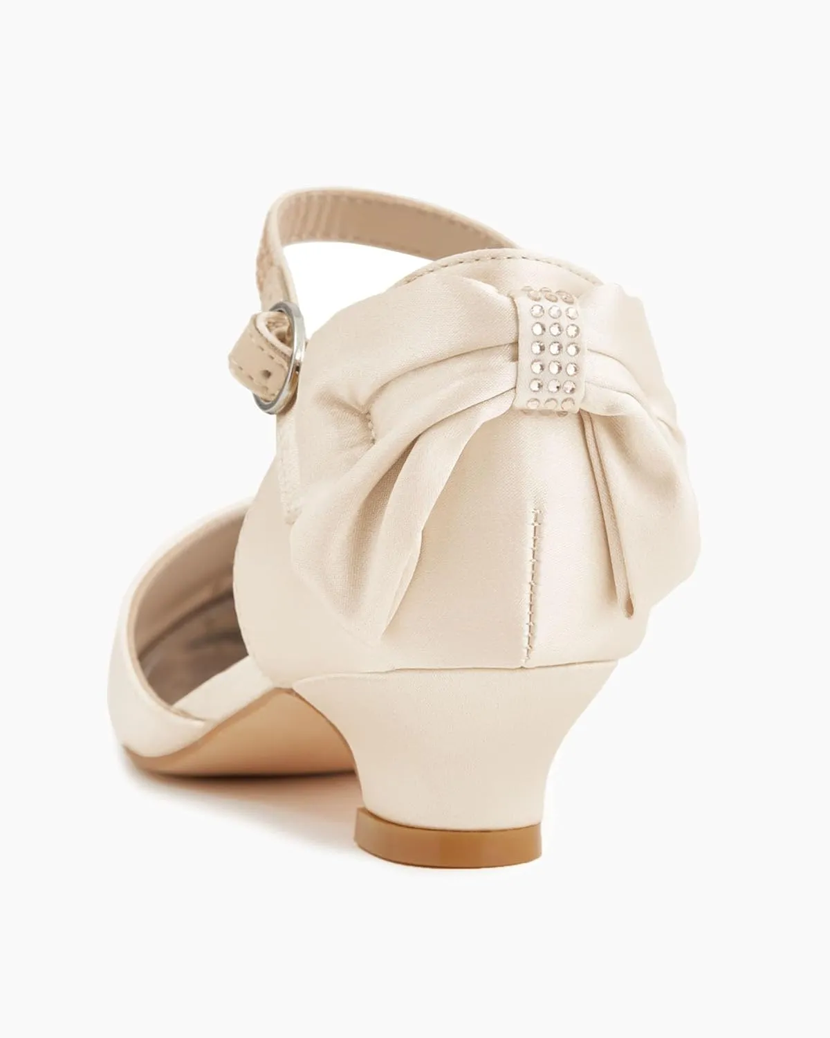 Coutgo Girls Dress Shoes Low Heel Mary Jane Bow Heels Princess Flower Wedding Party Pumps
