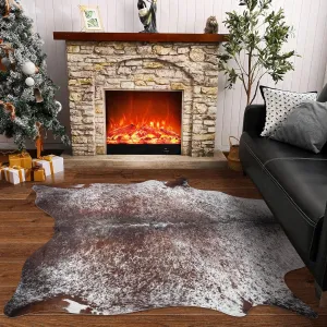 Cow Print Rug 4.6x5.2 FT Cowhide Rug Faux Cow Hide Rugs Small Animal Print Carpet Cow Skin Pattern Area Rugs Western Decor for Living Room Bedroom Dining Room