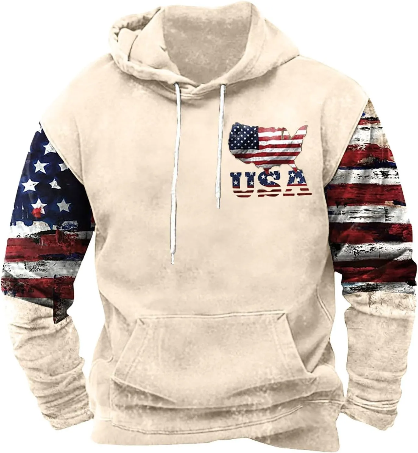 Cowboy Hoodies for Men American Flag Print Pullover Hoodies Casual Long Sleeve Vintage Drawstring Hooded Sweatshirts