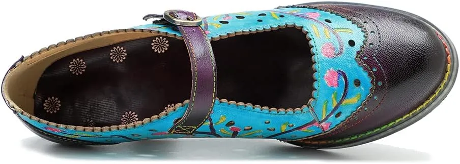 CrazycatZ Leather Mary Jane Shoes with Bow,Womens Patchword Pumps Vintage Mary Jane Shoes