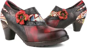 CrazycatZ Women's Leather Dressing Shoes Pumps,Colorful Block Heel Leather Dress Pumps