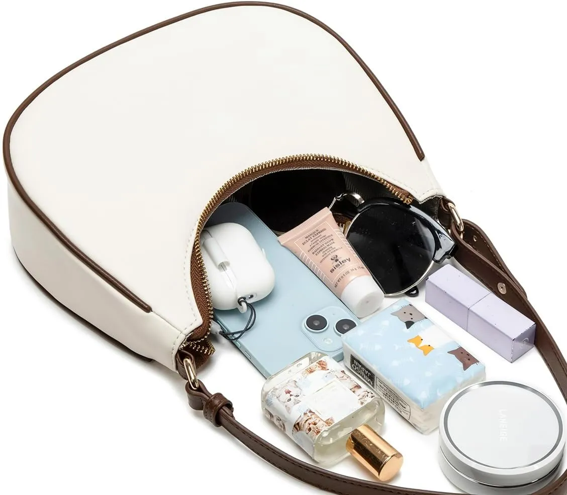 Crescent Shoulder Bags for Women Cute Hobo Tote Handbag Under the Arm Purses Mini Clutch Purse with Zipper Closure