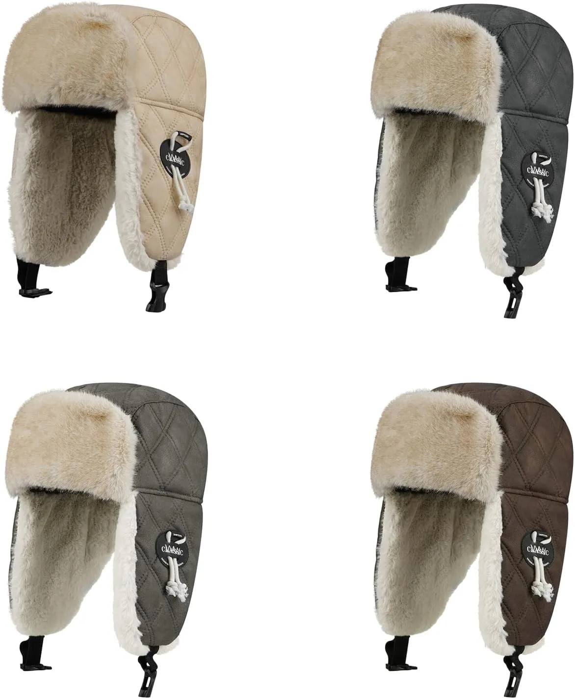 Croogo Trapper Hat Winter Hats for Men Trooper Russian Warm Hat with Ear Flaps Women Ushanka Fur Hat Windproof Ski Hat