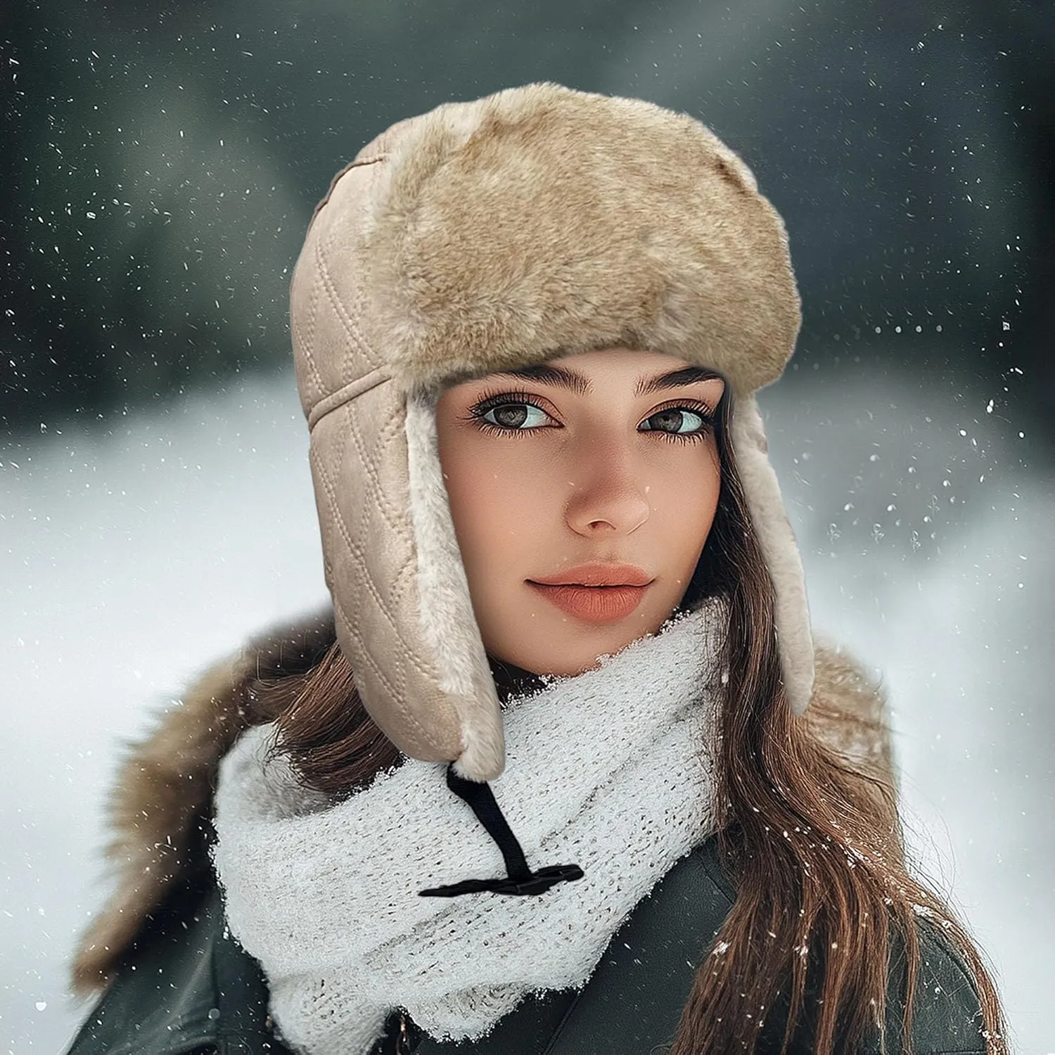 Croogo Trapper Hat Winter Hats for Men Trooper Russian Warm Hat with Ear Flaps Women Ushanka Fur Hat Windproof Ski Hat