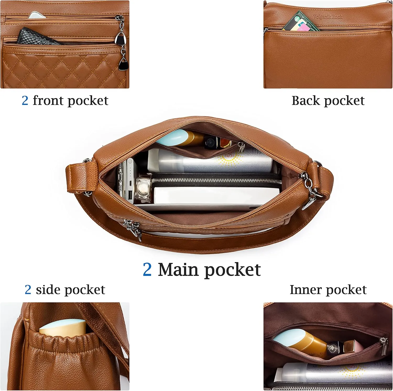 Crossbody Purse for Women Ladies Soft PU Leather Shoulder Bag Medium Roomy Handbag Fashion Tote Top Handle Satchel