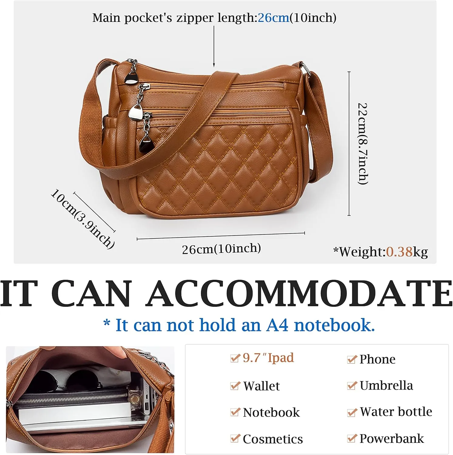 Crossbody Purse for Women Ladies Soft PU Leather Shoulder Bag Medium Roomy Handbag Fashion Tote Top Handle Satchel