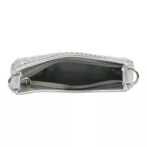 Crystal Embellished Clutch – Luxe Rhinestone Party Bag (Silver)