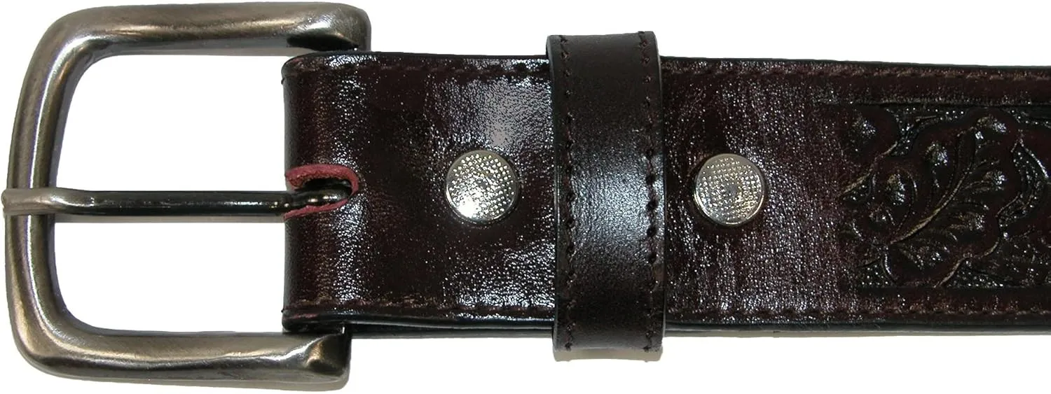 CTM® Embossed Leather Money Belt with Removable Buckle