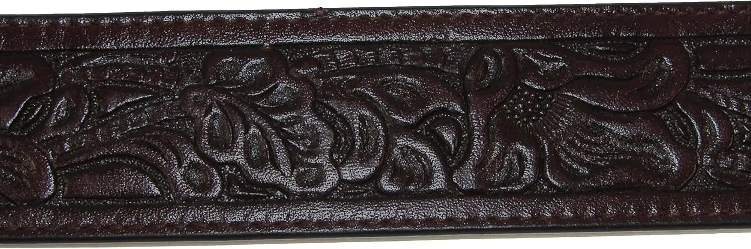 CTM® Embossed Leather Money Belt with Removable Buckle