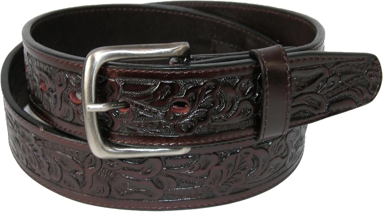 CTM® Embossed Leather Money Belt with Removable Buckle