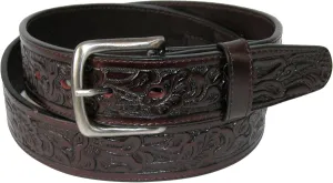 CTM® Embossed Leather Money Belt with Removable Buckle