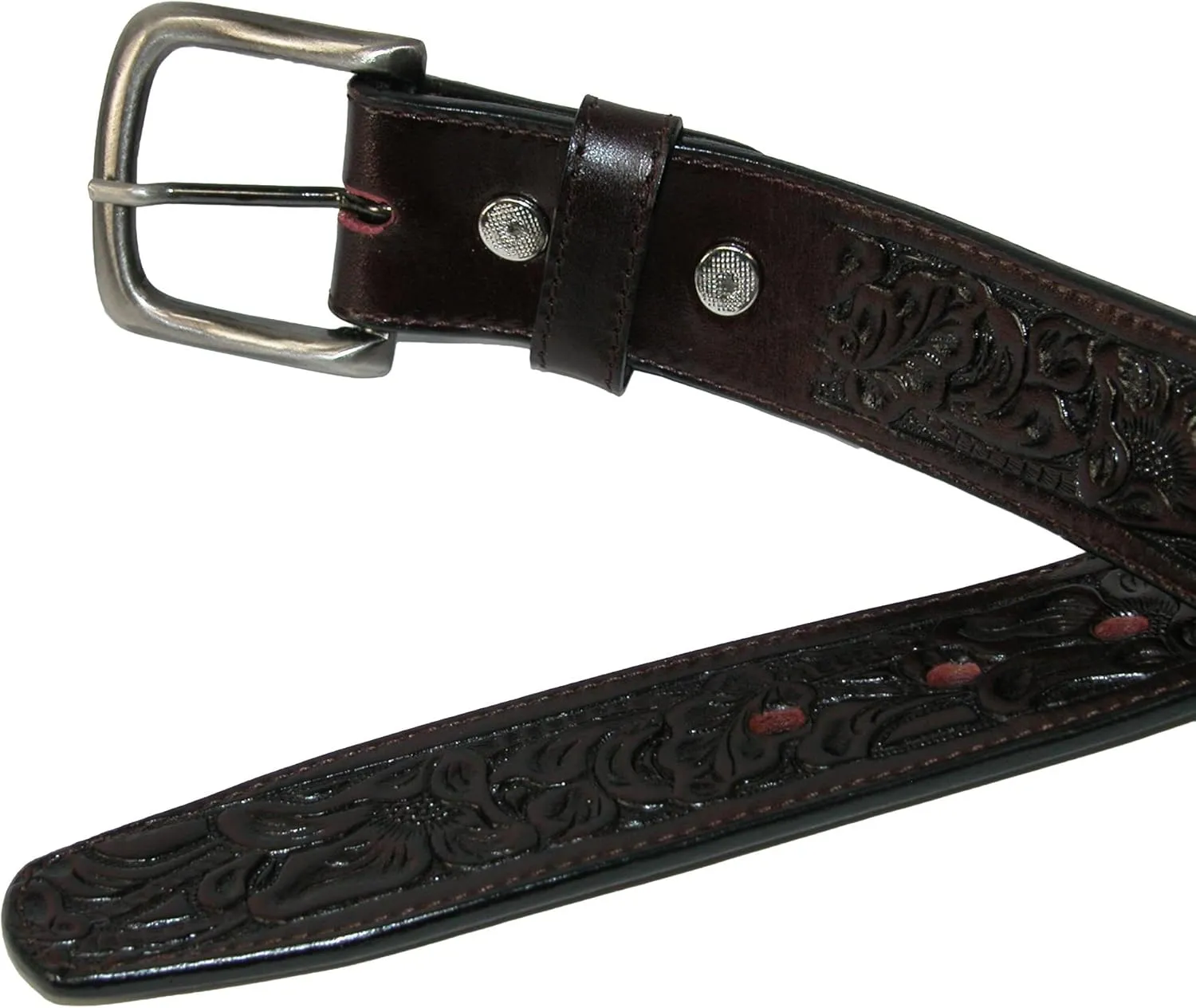 CTM® Embossed Leather Money Belt with Removable Buckle