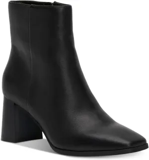 Cufflinks Inc. Womens Dasha Leather Square Toe Booties, Black, 10.5 Medium