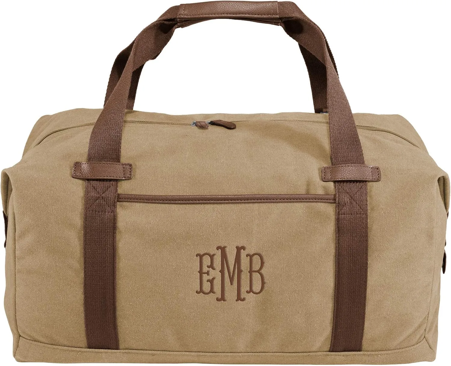 Custom Canvas Duffel Bag for Men Women - Add Your Monogram - Personalized Weekender Bag for Gym, Overnight, Travel