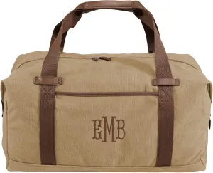 Custom Canvas Duffel Bag for Men Women - Add Your Monogram - Personalized Weekender Bag for Gym, Overnight, Travel