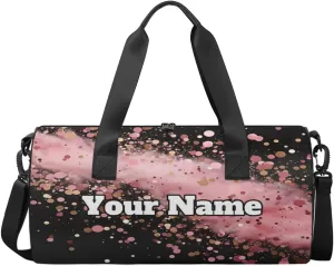 Custom Gym Bag for Women Men with Name, Personalized Color Dots Duffel Bag for Sports, Waterproof Dance Bag, Lightweight Carryon Gym Bag, Sequins