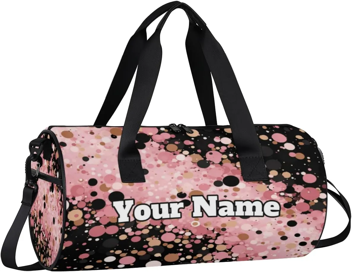 Custom Gym Bag for Women Men with Name, Personalized Round Sequins Duffel Bag for Sports, Waterproof Dance Bag, Lightweight Carryon Gym Bag, Color Dots