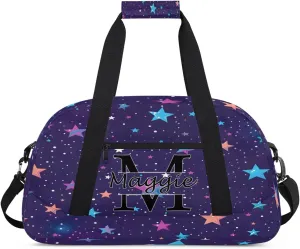 Custom Initial Duffel Bag with Name, Monogrammed Personalized Sports Gym Bags, Lightweight Custom Travel Overnight Weekender Bag, Colorful Starry Sky (Not Sequins)