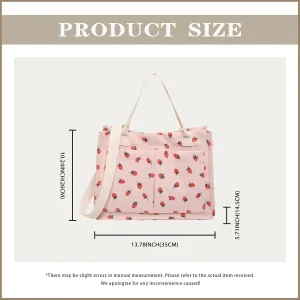 Cute Crossbody Bag For Women Girls Strawberry Purse Corduroy Tote Bag Fashion Chain Shoulder Handbag Canvas Bags