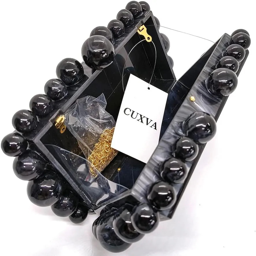 CUXVA Acrylic Evening Clutch Bag for Women Glitter Marble Purse Handbag for Wedding Party Prom