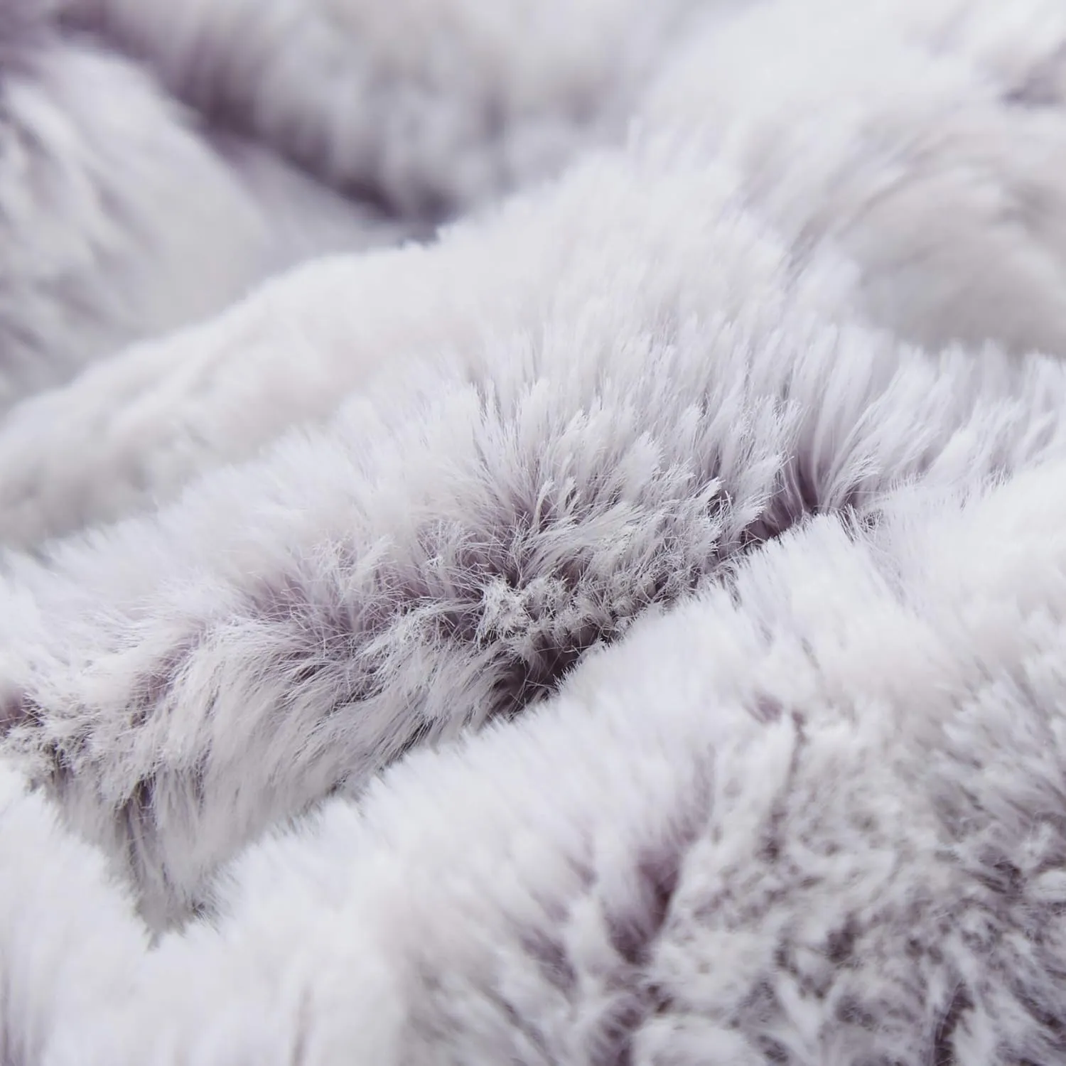 DaDa Bedding Luxury White Faux Fur Throw Blanket - Dreamy Milky Way Cloud Purple Undertone Embossed Sherpa Backside - Super Soft Warm Cozy Plush Fluffy - 50" x 60"