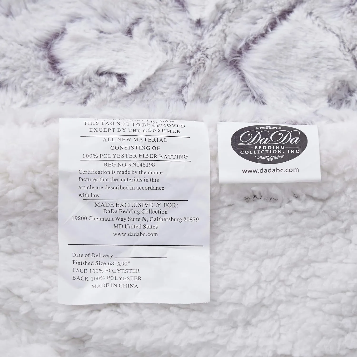 DaDa Bedding Luxury White Faux Fur Throw Blanket - Dreamy Milky Way Cloud Purple Undertone Embossed Sherpa Backside - Super Soft Warm Cozy Plush Fluffy - 50" x 60"