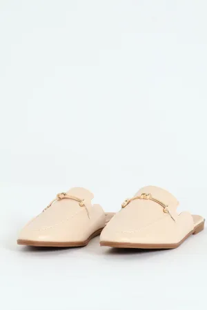 Dainty Knot Trim Push In Loafer - Off White