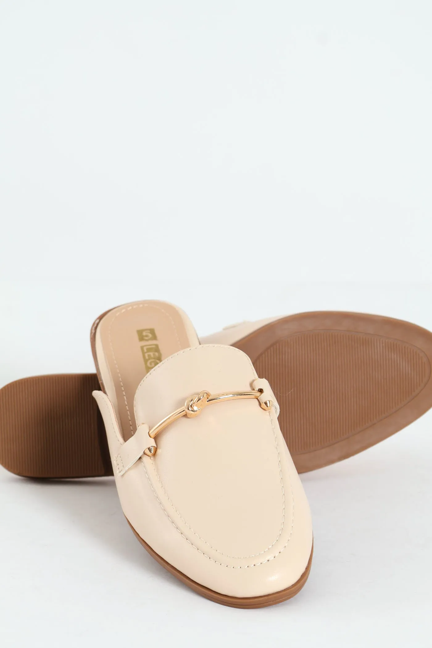Dainty Knot Trim Push In Loafer - Off White