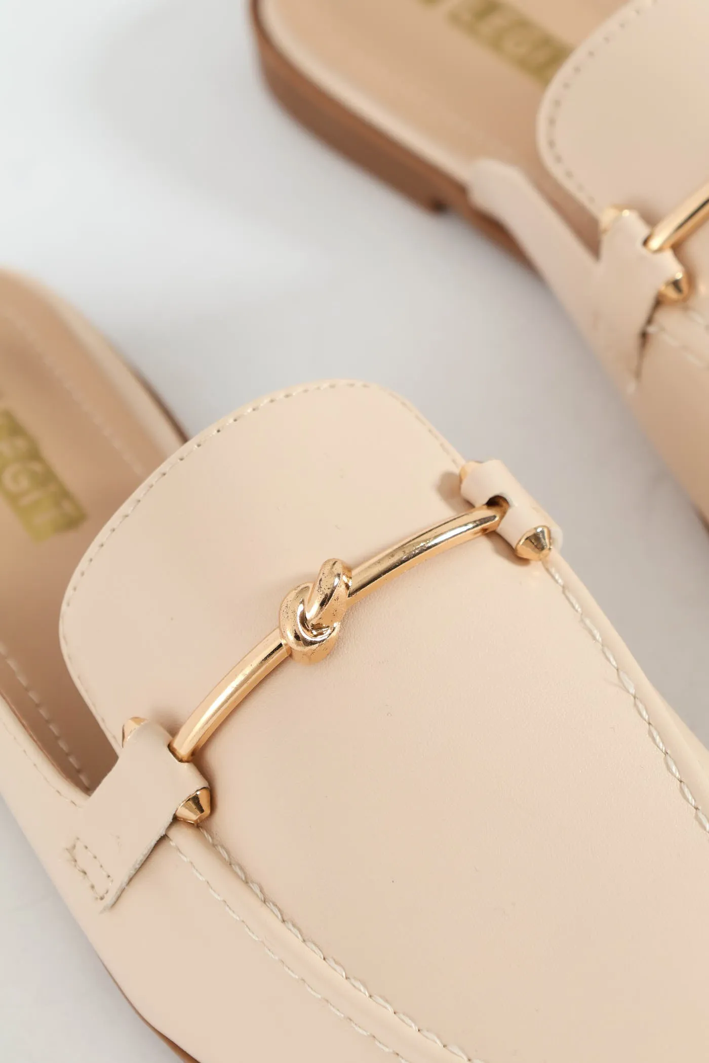 Dainty Knot Trim Push In Loafer - Off White