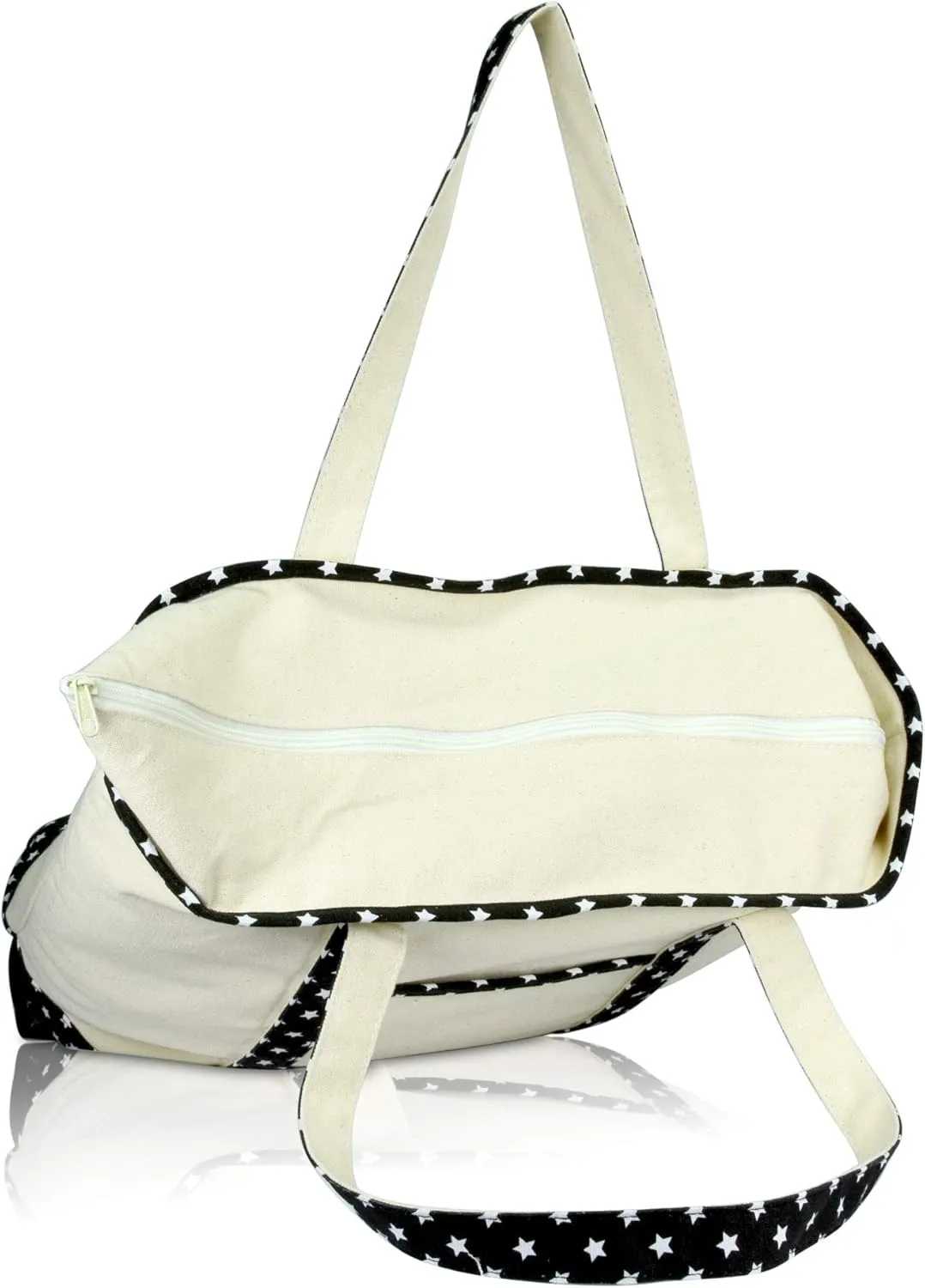 DALIX Initial Tote Bag Personalized Monogram Black Star Zippered Top Letter - S