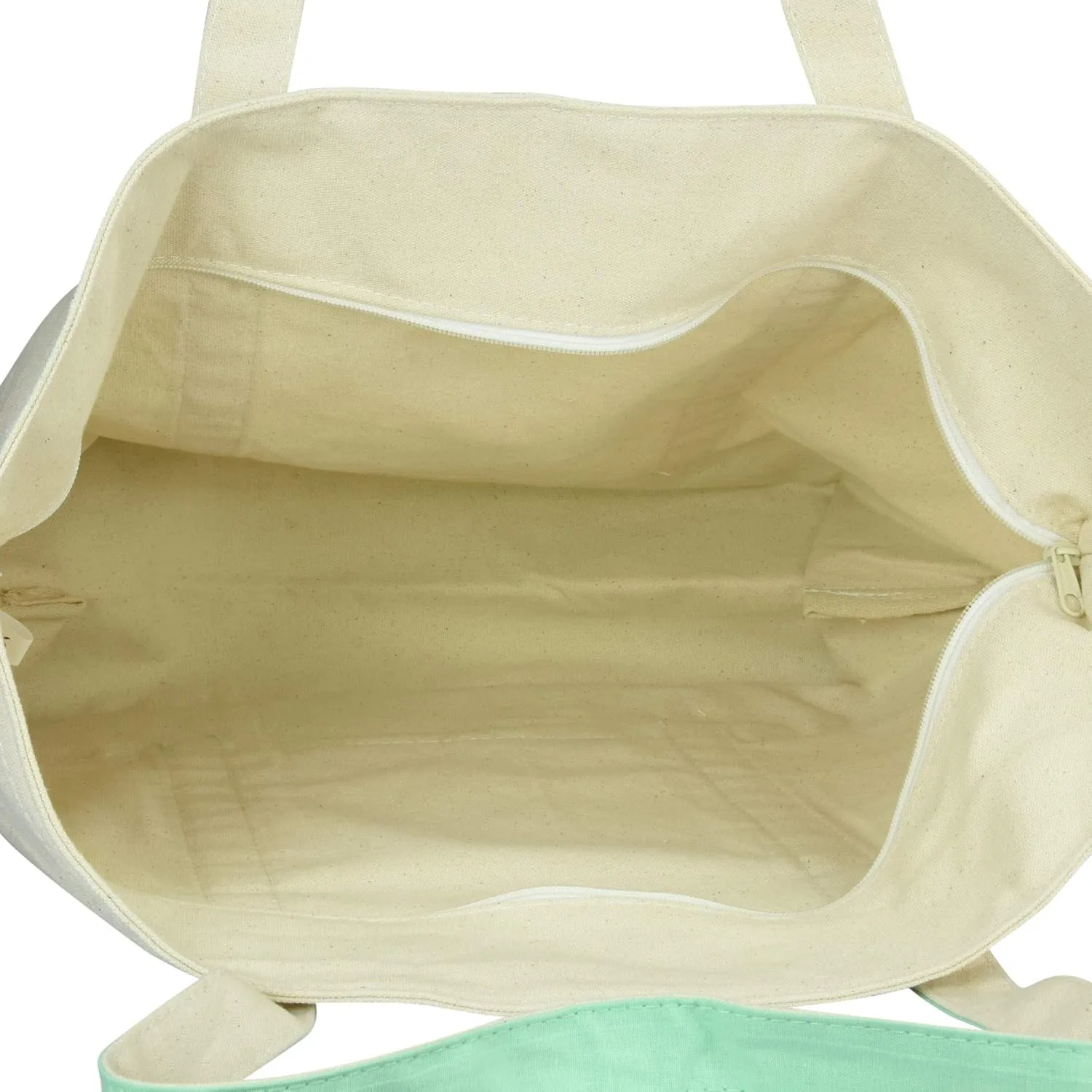 DALIX Initial Tote Bag Personalized Monogram Mint Green Zippered Top Letter - M